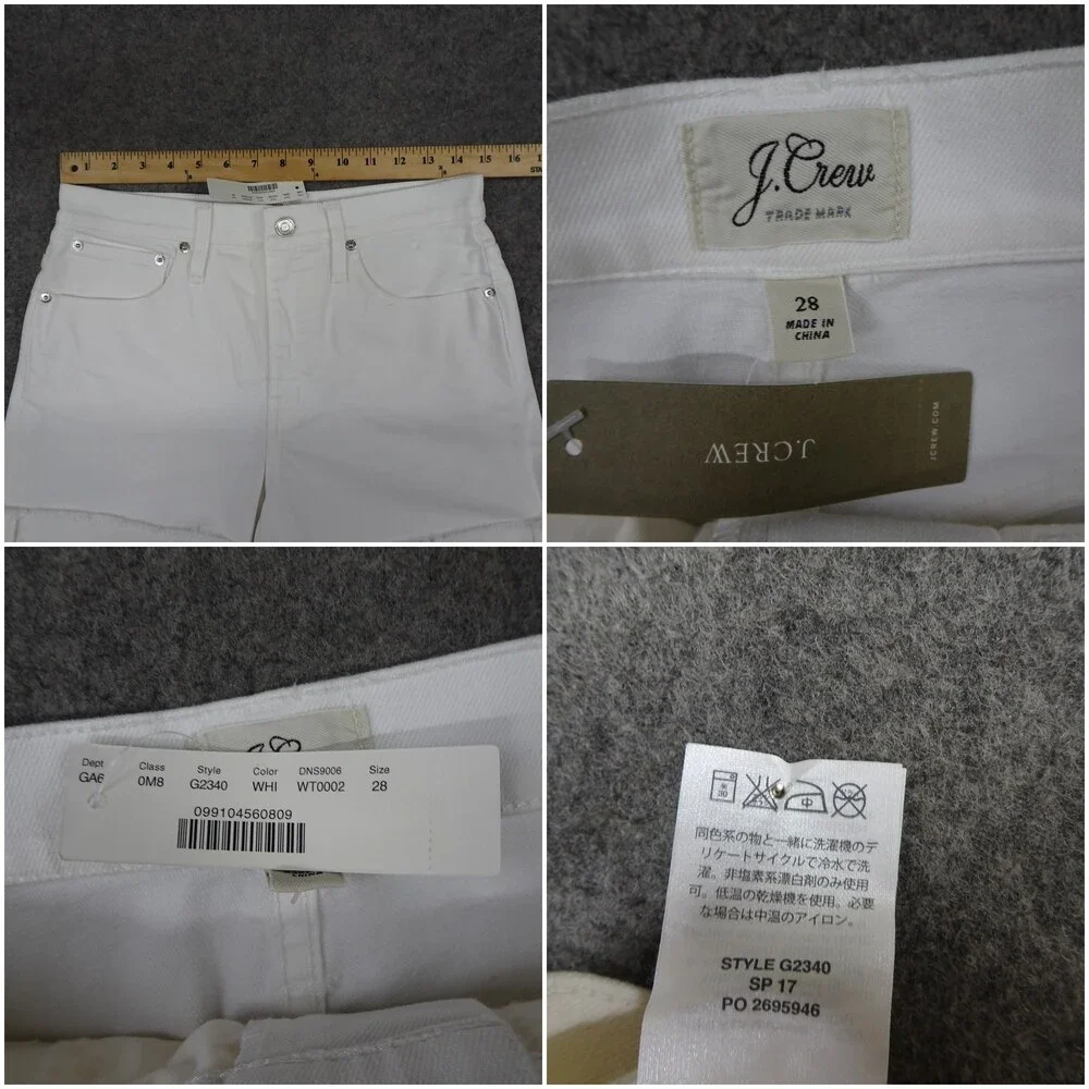 J Crew Jean Shorts Womens 28 White Denim Cut Off Cuffed Hot Pants Casual Beach